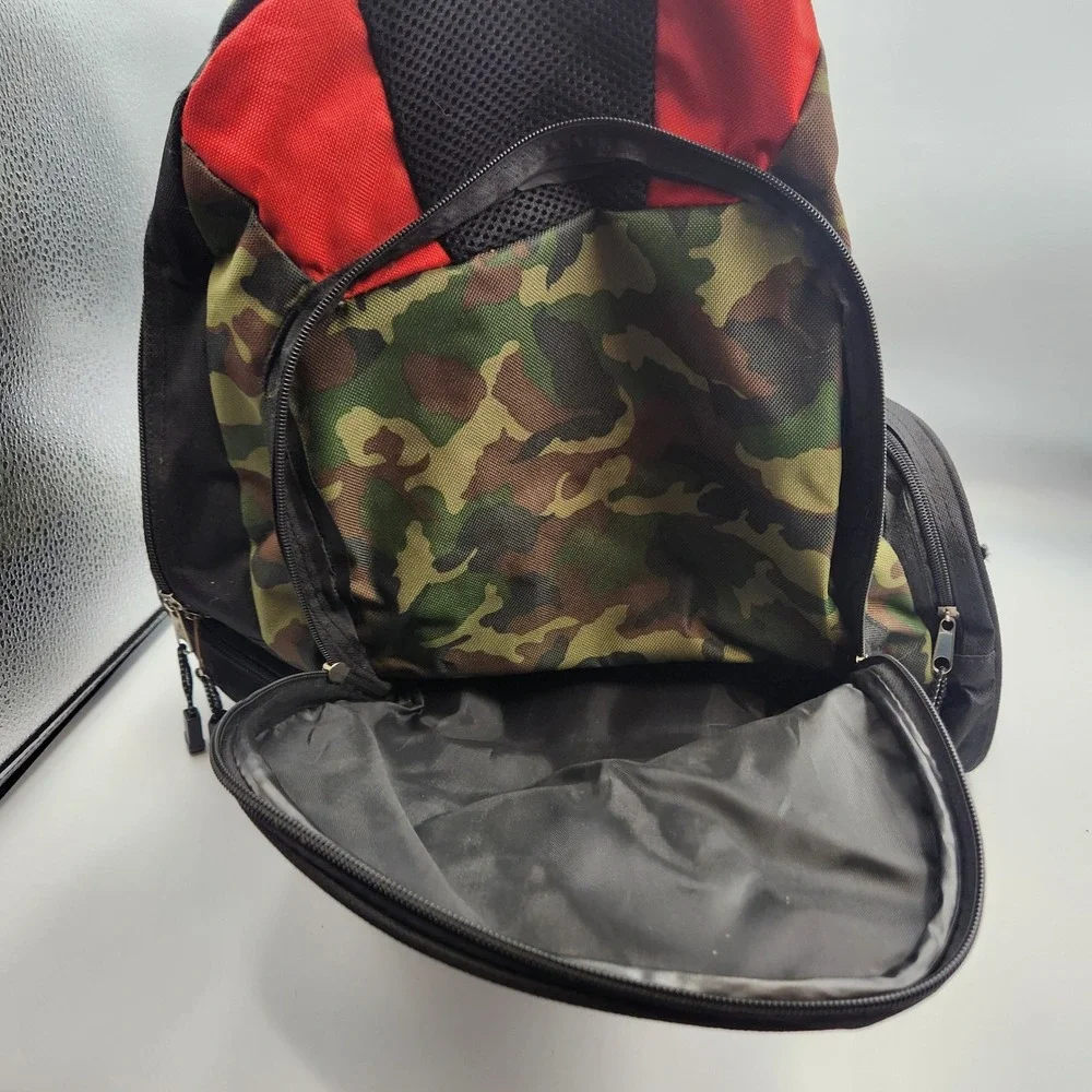 TrailMaker Camo Backpack Red and Green Compass Logo Outdoor Hiking School Bag‎